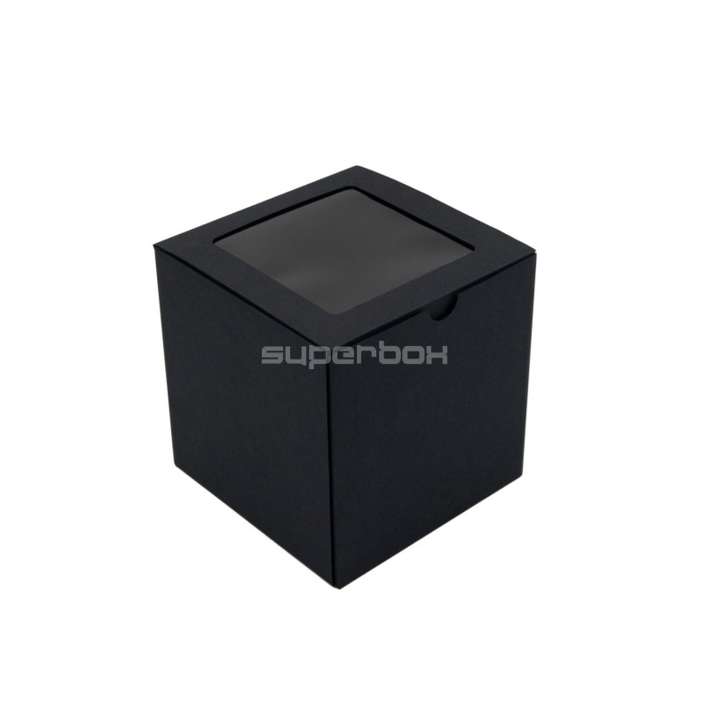 Black Cube Gift Box with PVC Window on the Lid