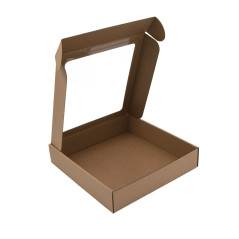 Brown Square Box Depth of 5.5 cm with Window for Snacks Set Packaging