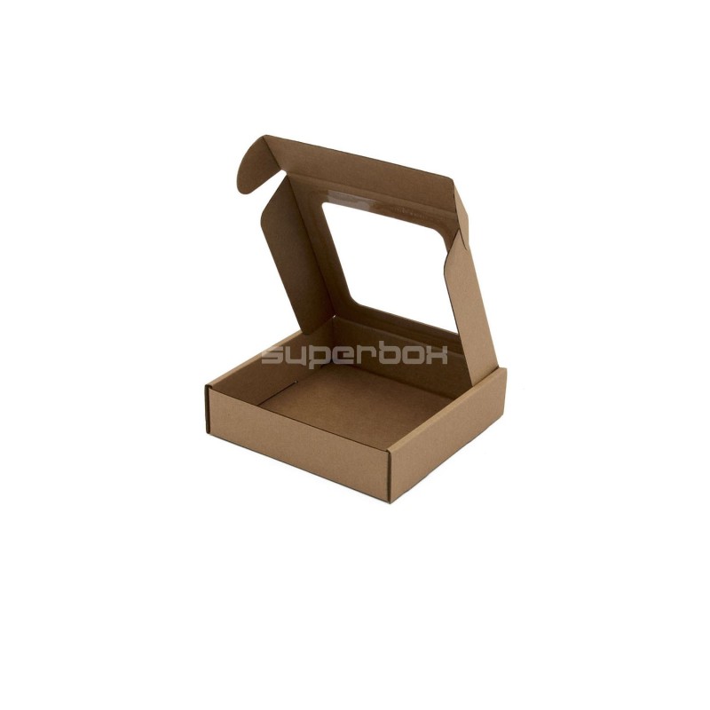 Brown Square Box Depth of 3 cm with Clear Window