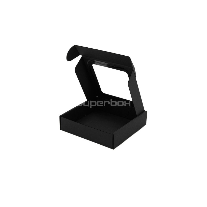 Black Low Height Square Mini Box with PVC Window