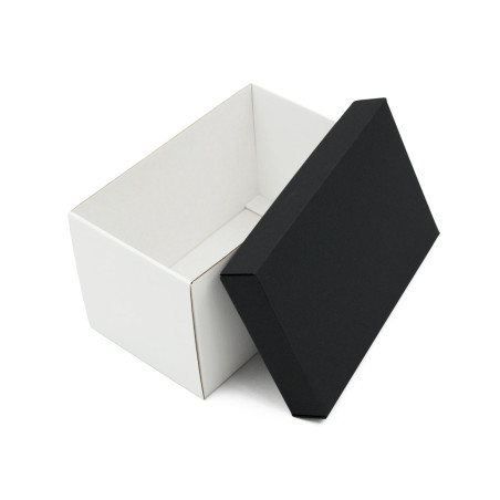 White Very Deep Cardboard Box with Black Lid