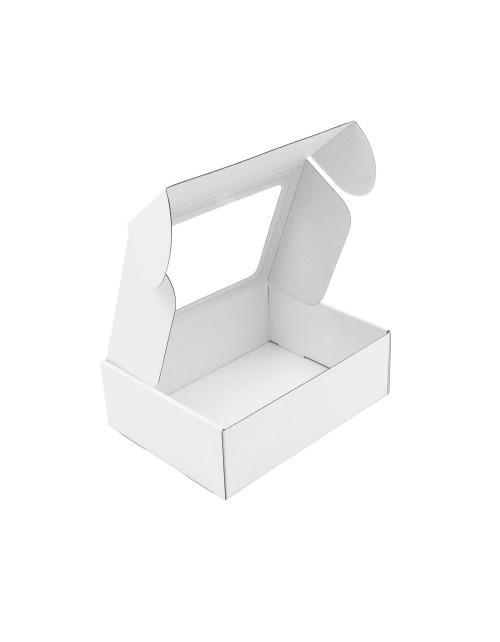 Valkoinen A5-formaatin lahjapakkaus, jossa on ikkuna