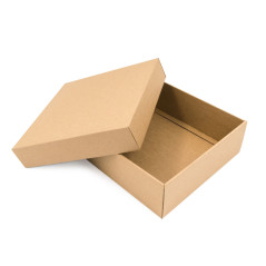 Sturdy brown square box 8 cm high with a lid