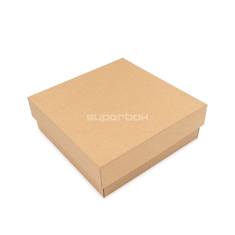 Brown Square Medium Size Gift Box of Height 8 cm with a Lid