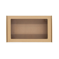 Extended Brown Gift Box with Clear Window for Taller Beverages Boxes Packaging