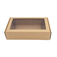 Extended Brown Gift Box with Clear Window for Taller Beverages Boxes Packaging