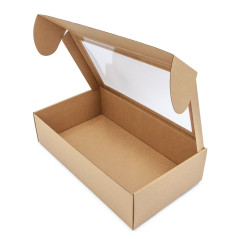 Extended Brown Gift Box with Clear Window for Taller Beverages Boxes Packaging