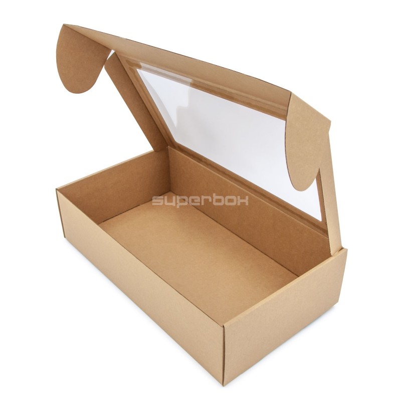 Extended Brown Gift Box with Clear Window