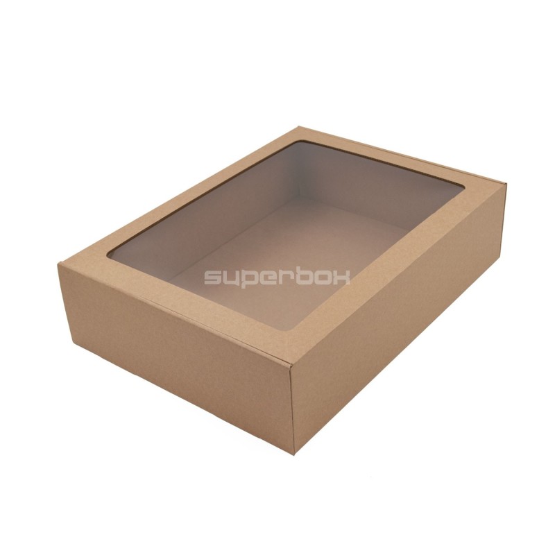 Brown Quick Closing Very Large Gift Box with Window for Eco Products