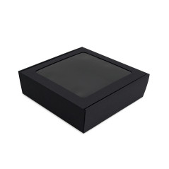 Black Square Box with Window, Height of 9 cm