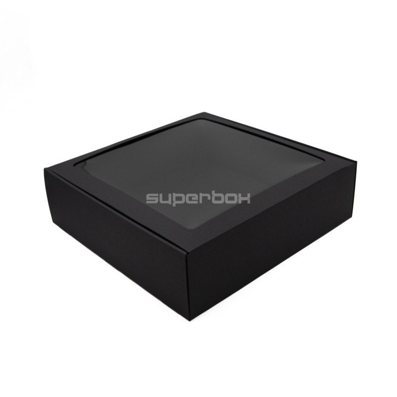 Large Black Square Quick Closing Box with Window