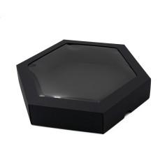 Black Luxury Hexagon Shape Gift Box with Insert and Window