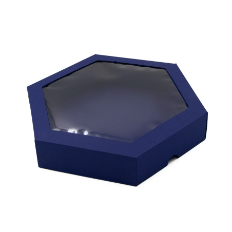 Blue Luxury Hexagon Shape Gift Box with Insert and Window