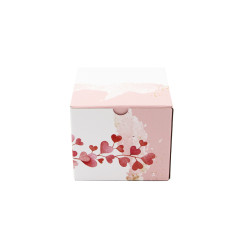 Pink Square Box Cube with Hearts