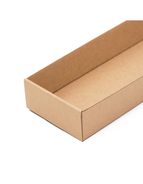 Ruskea pitkä laatikko lahjasettien pakkaamiseen, pituus 26,5 cm