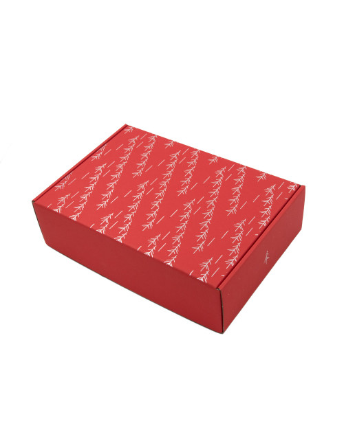 Punainen A4-laatikko hopeafolioprintillä