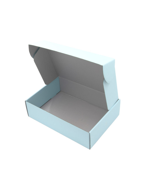 Sininen A4-laatikko, jossa hopeafolioprintti