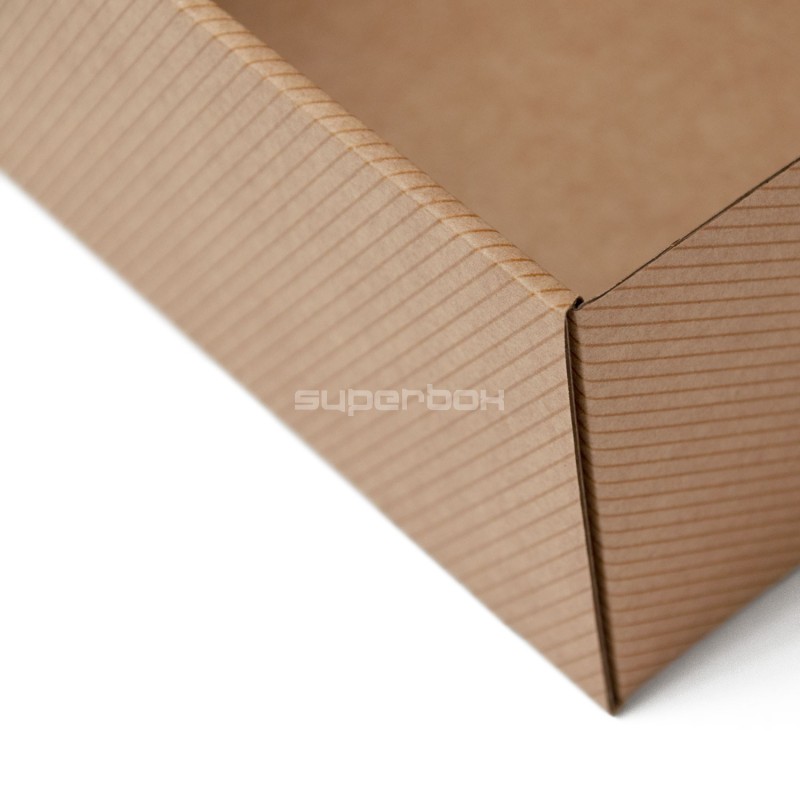 Brown Small Square Box with Window and Line Pattern