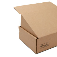 Brown box with tear-off adhesive tape made of corrugated cardboard