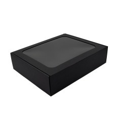 Black Gift Box with Clear Window for 3 Bottles