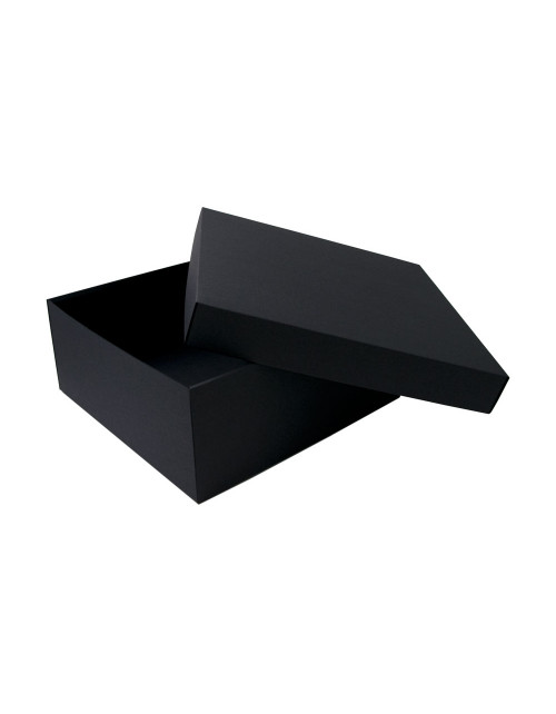Suuri musta neliönmuotoinen lahjapaketti, korkeus 14 cm lelujen pakkaamiseen