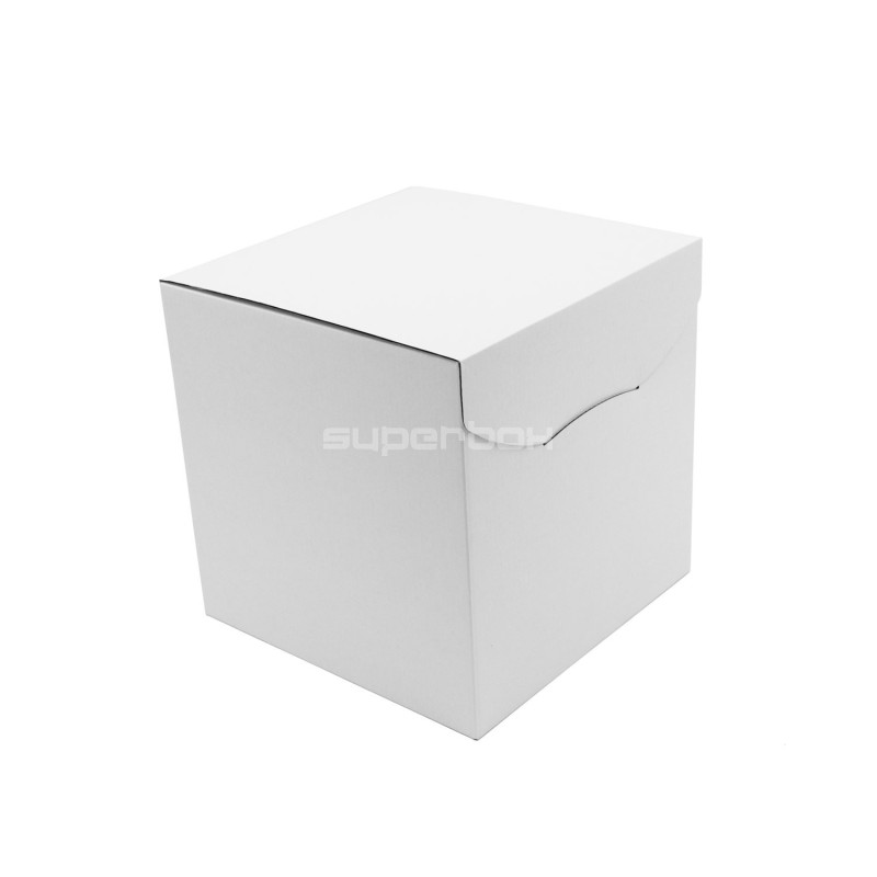 White Large Cube-shaped Box Made of Corrugated Cardboard