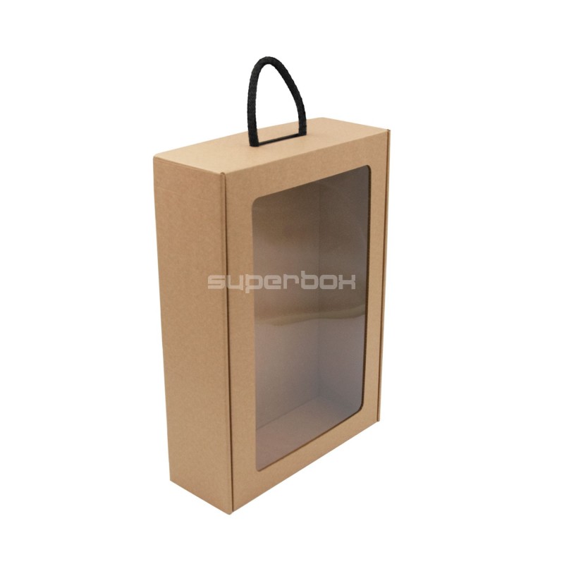 Brown Suitcase Style Gift Box with Rectangle Window