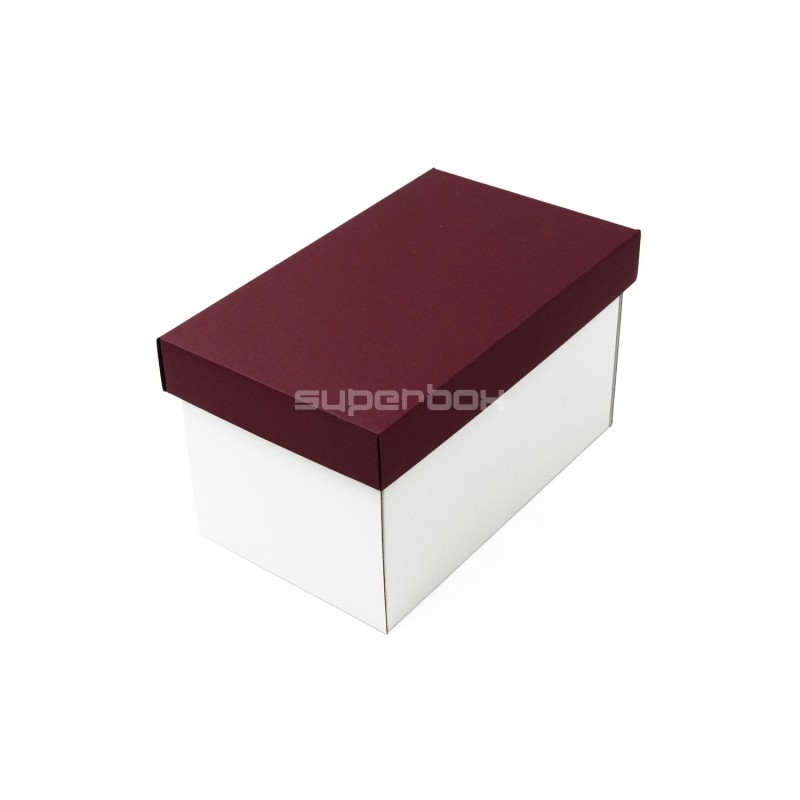 White Very Deep Cardboard Box with Wine Red Lid