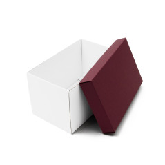 White Very Deep Cardboard Box with Wine Red Lid