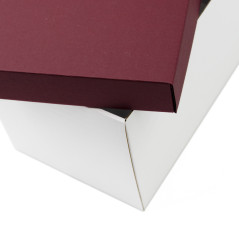 White Very Deep Cardboard Box with Wine Red Lid