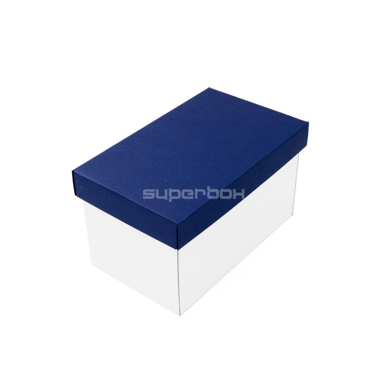 White Very Deep Cardboard Box with Blue Lid