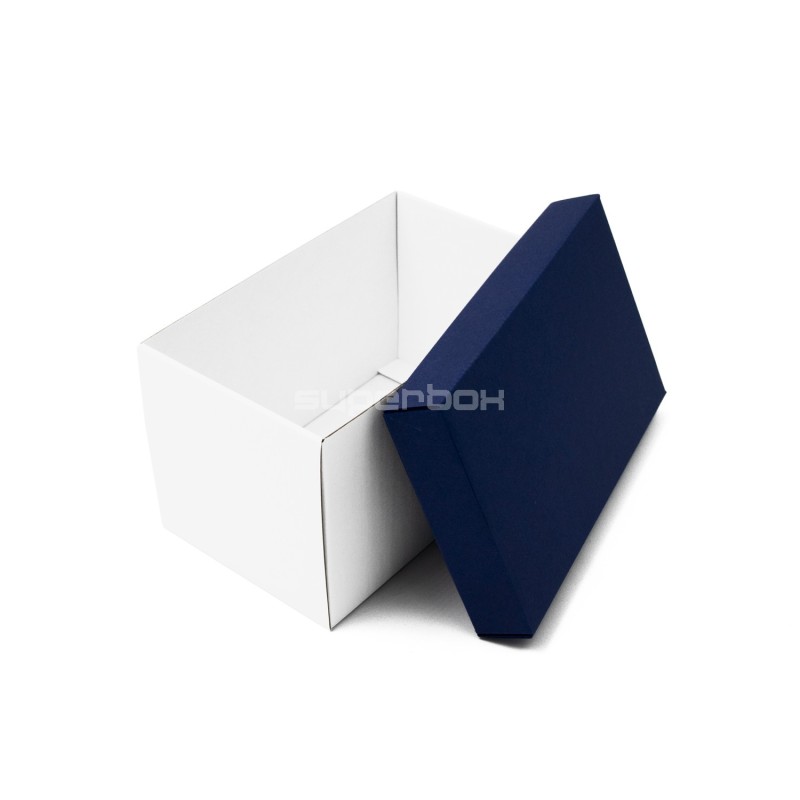 Navy Blue Very Deep Cardboard Box with Blue Lid