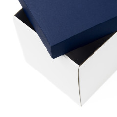 Navy Blue Very Deep Cardboard Box with Blue Lid