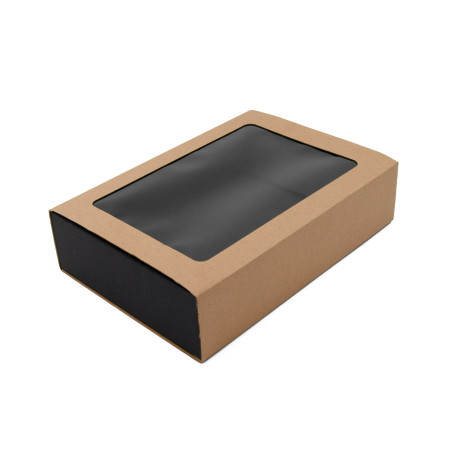 Pull-out Gift Box with Brown Sleeve, Black Bottom and Window