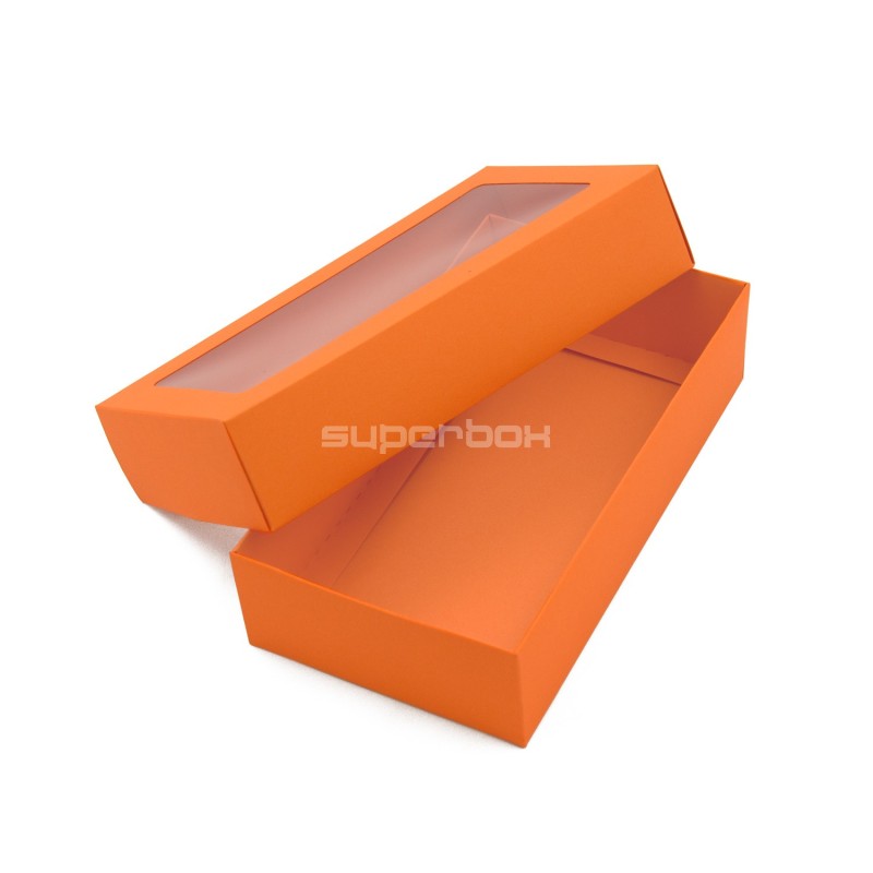 Orange Two Piece Cardboard Gift Box with Window