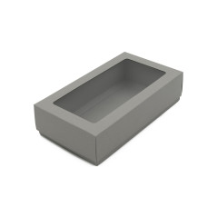 Grey Two Piece Cardboard Gift Box with Window