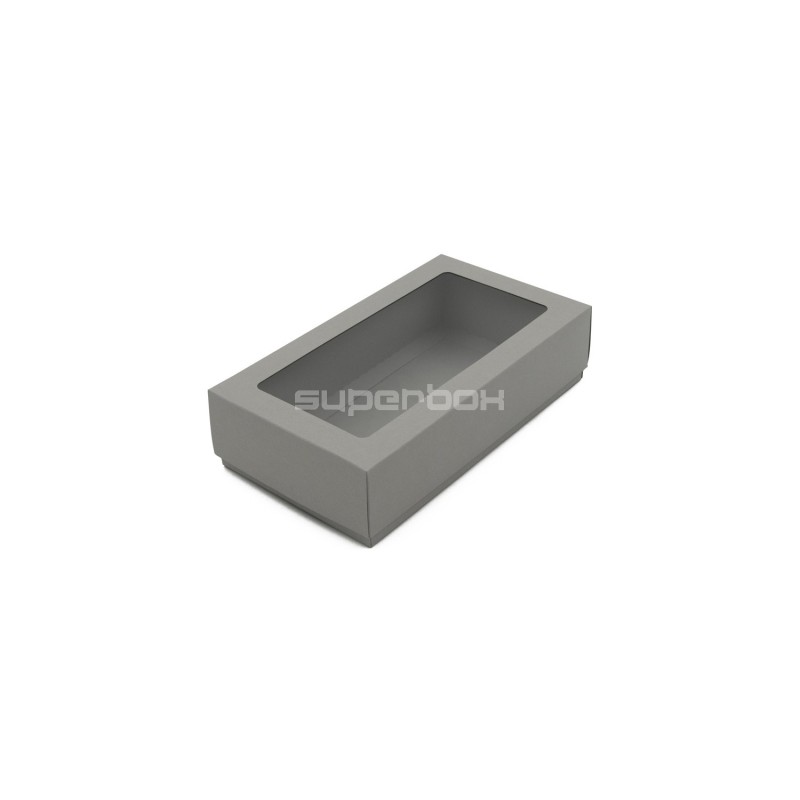 Grey Two Piece Cardboard Gift Box with Window