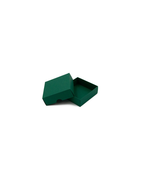 Kaksiosainen pieni neliönmuotoinen smaragdinvärinen pahvilaatikko