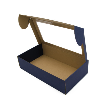 Navy Blue Gift Box with Clear Window for Bottles