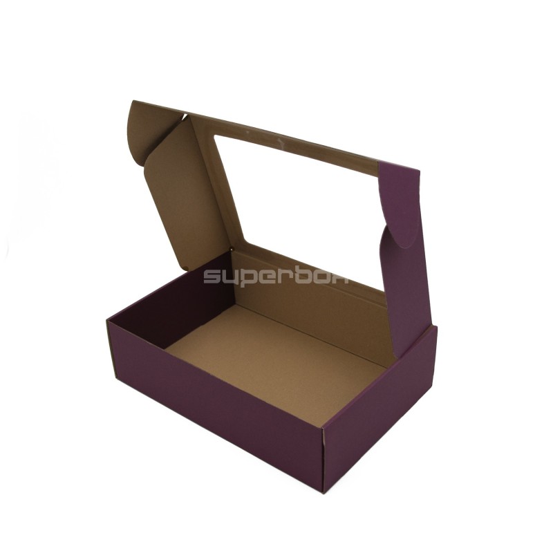 Purple Red A4 Size Gift Box with Transparent Window