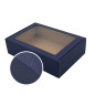 Dark Blue A4 Format Box with PVC Window and Line Pattern