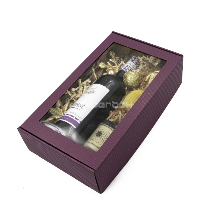 Extended Purple PREMIUM Gift Box with Clear Window and Lines