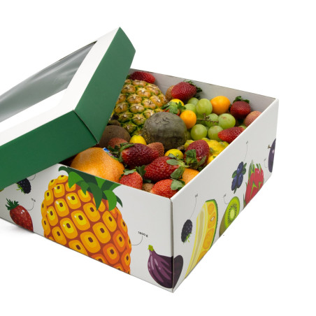 Large Fruit Box with Transparent Window and Colorful Print Design