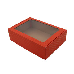 Red Box with Clear Window and Heart Design