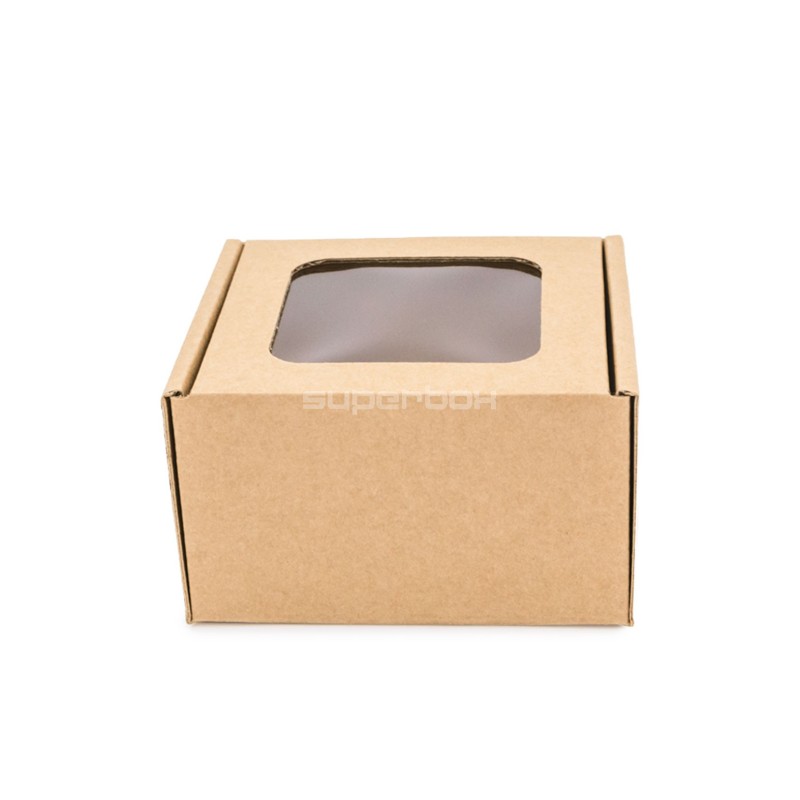 Brown Mini Cube Box with Clear Window