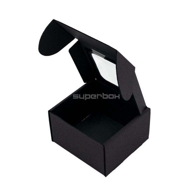 Black Mini Cube Box with Clear Window