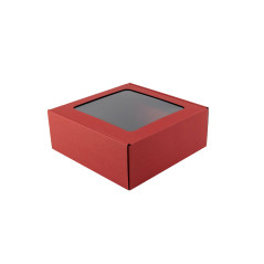 Bright Red Box with Window for Packing Jars | 185x195x75 mm | Superbox