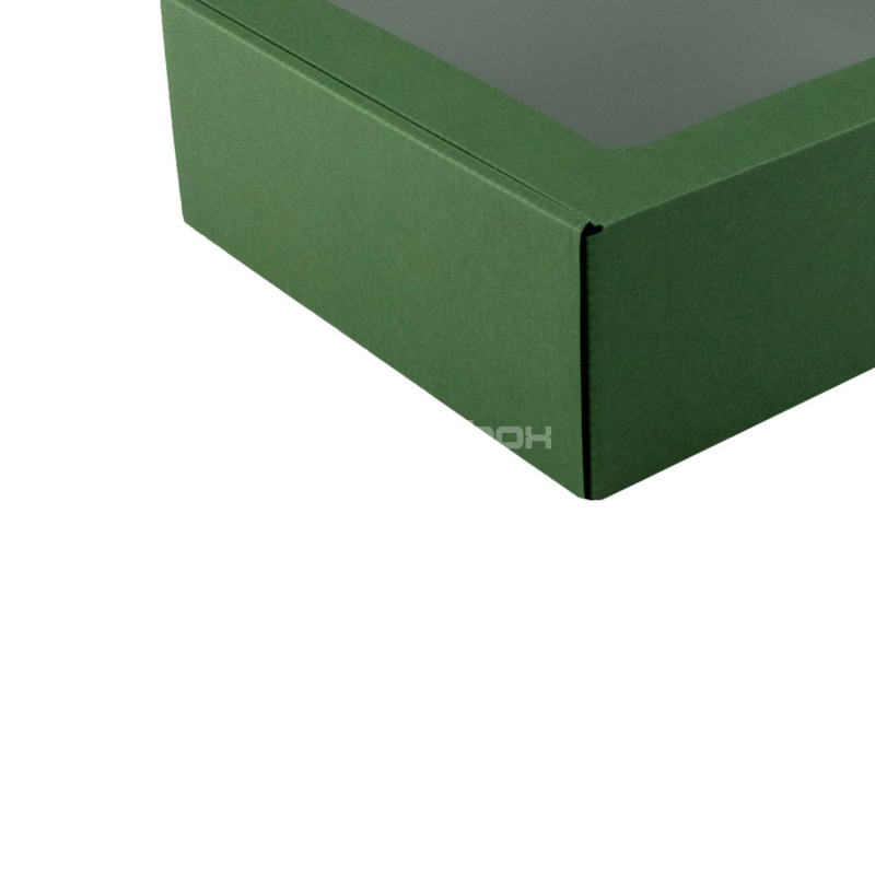 Green Square Box with a PVC Window for Packing Sauce Jars