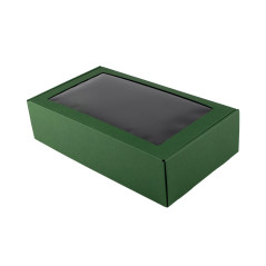 Green Gift Box with Window for Bottle| 340x195x85 mm | Superbox