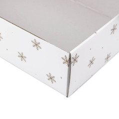 White Gift Box With Gold Snowflakes | 305x215x85 mm | Superbox